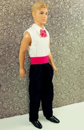 12" Male Fashion Doll Pink Bow Tie Jumpsuit Outfit