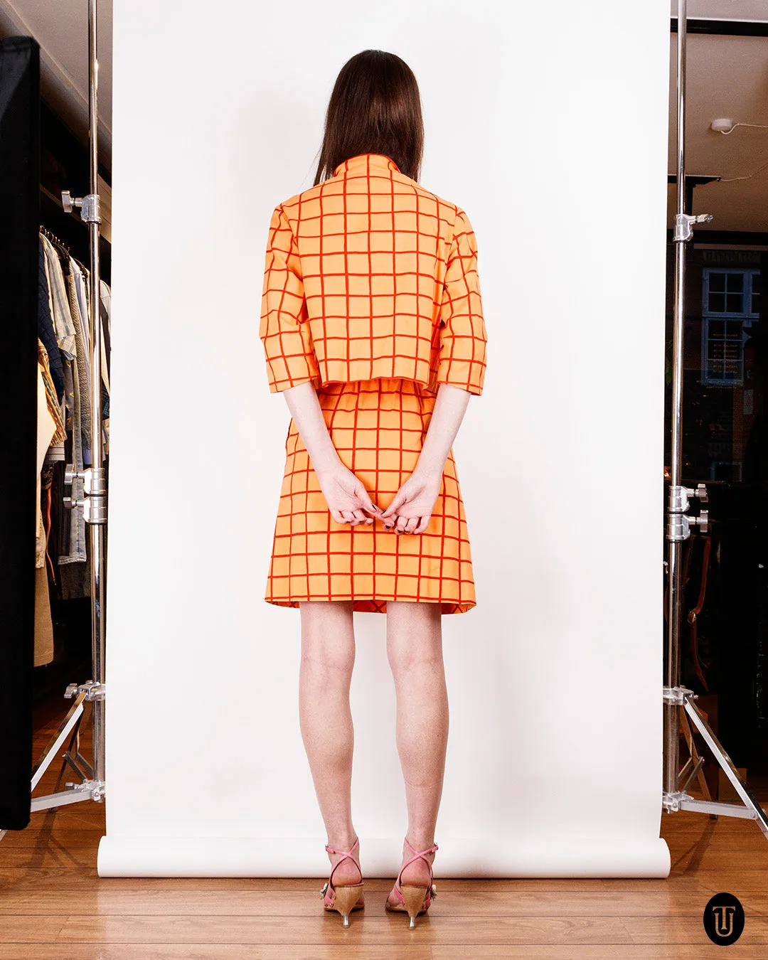 1960s Marimekko Orange Skirt Suit S