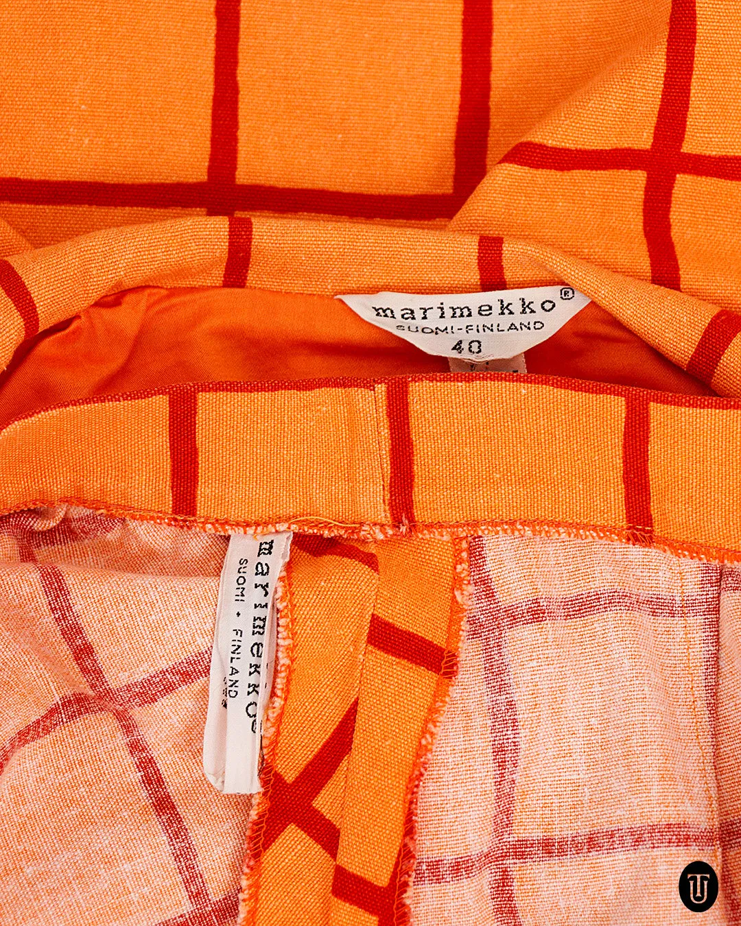 1960s Marimekko Orange Skirt Suit S