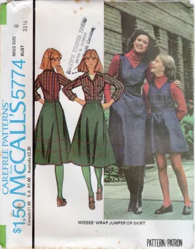 1970's McCall's Wrap Jumper or Skirt Pattern - Bust 31.5-38" - No. 5774