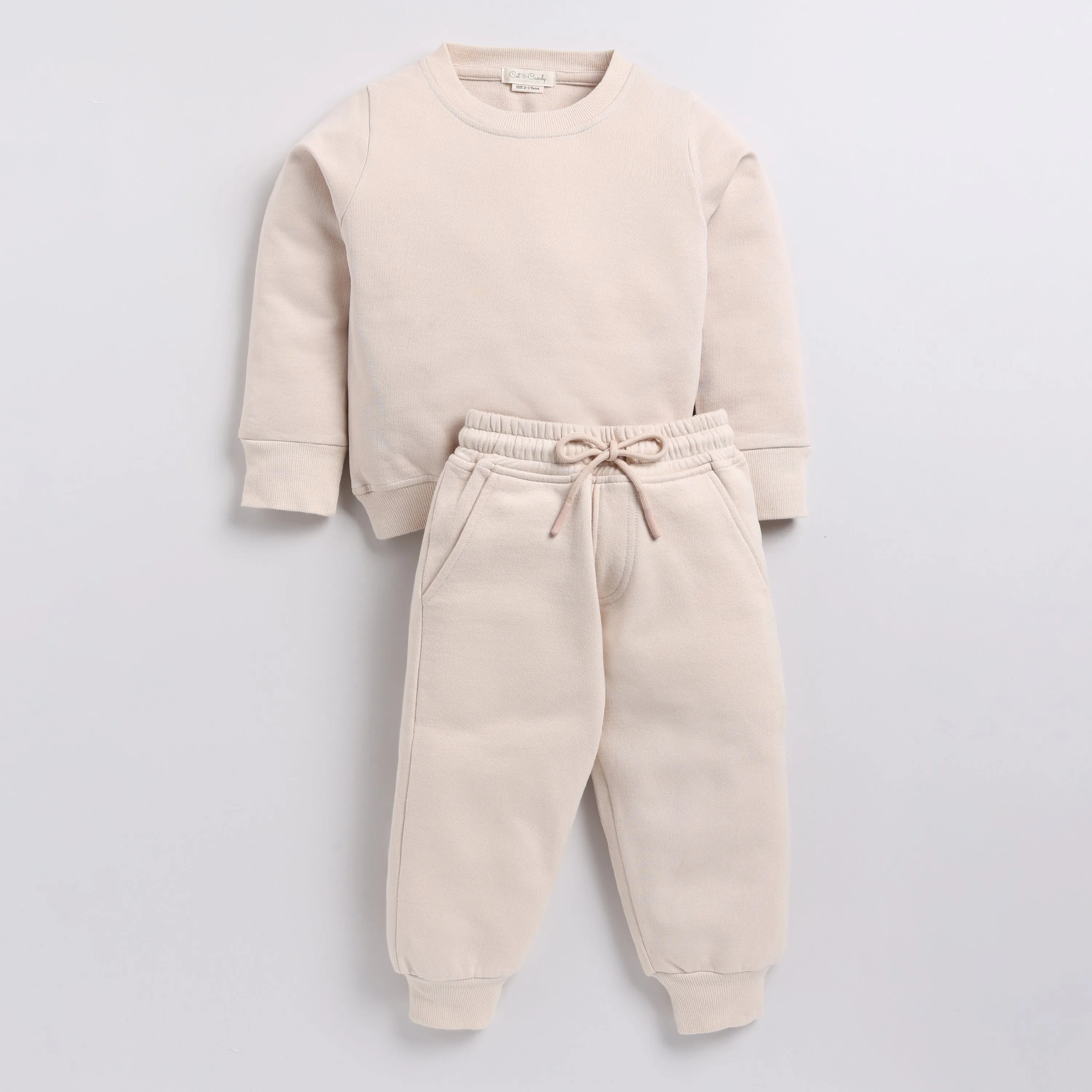 Almond Organic Fleece Sweatshirt & Jogger Set