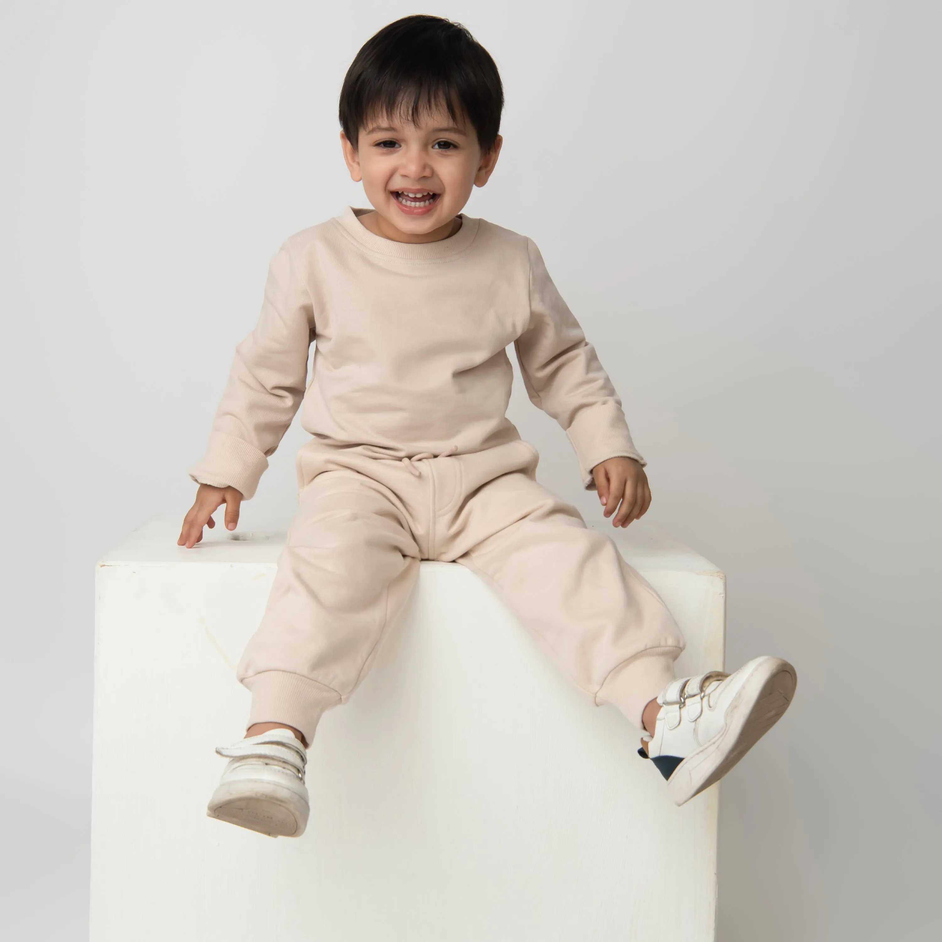 Almond Organic Fleece Sweatshirt & Jogger Set