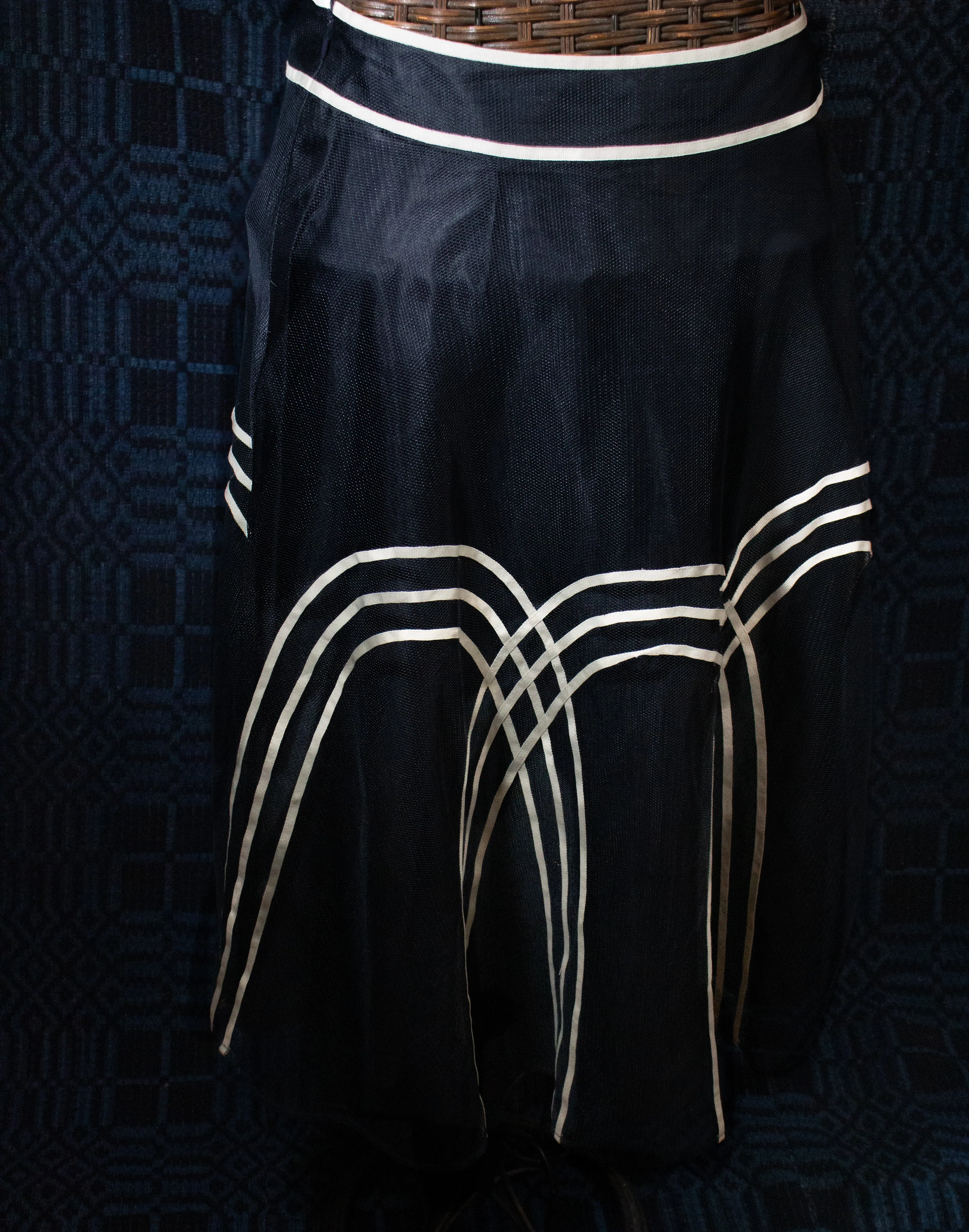 Ann Klein Indigo  skirt with White Piping