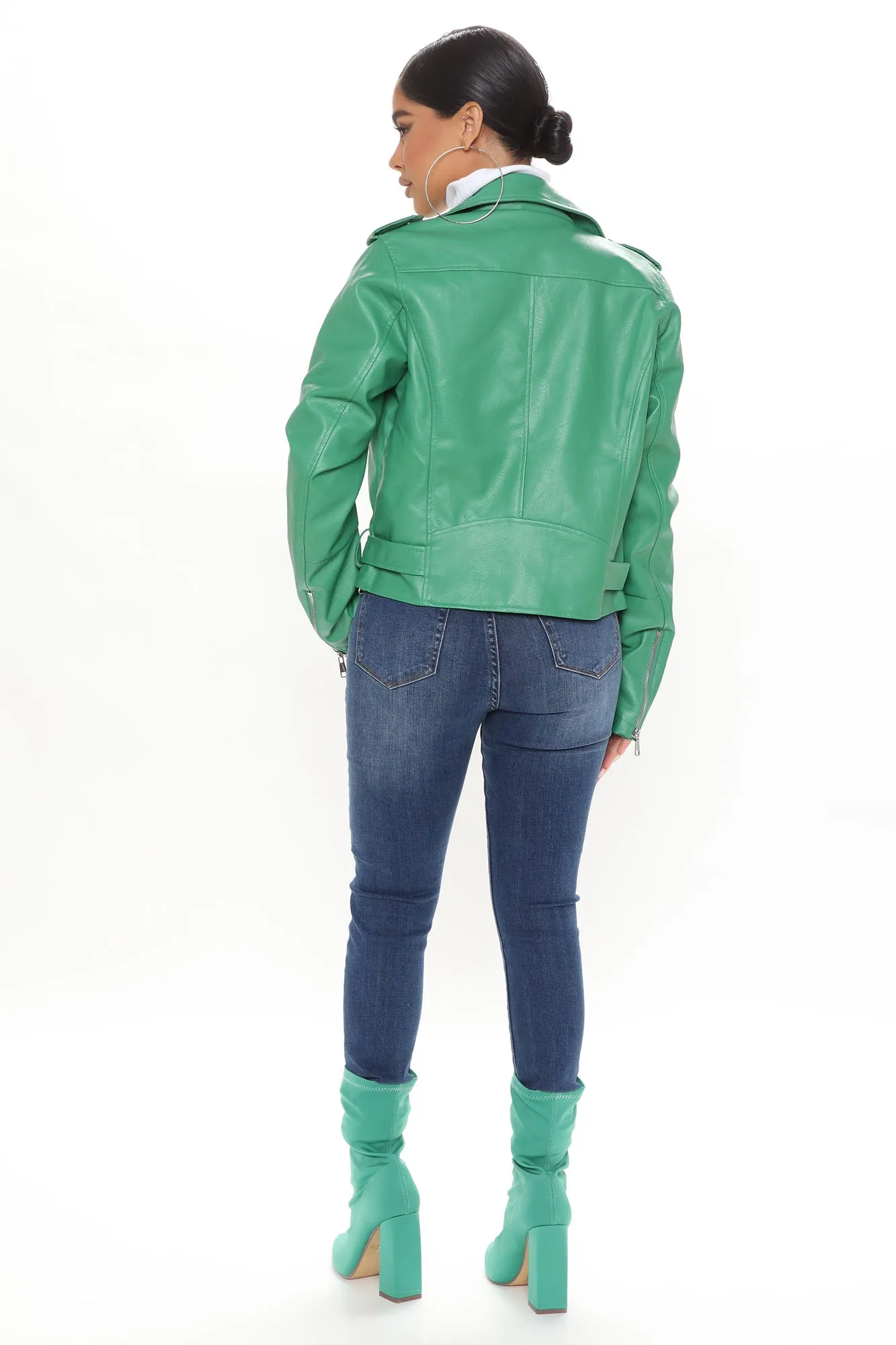 Araxie Vegan Leather Jacket - Kellygreen