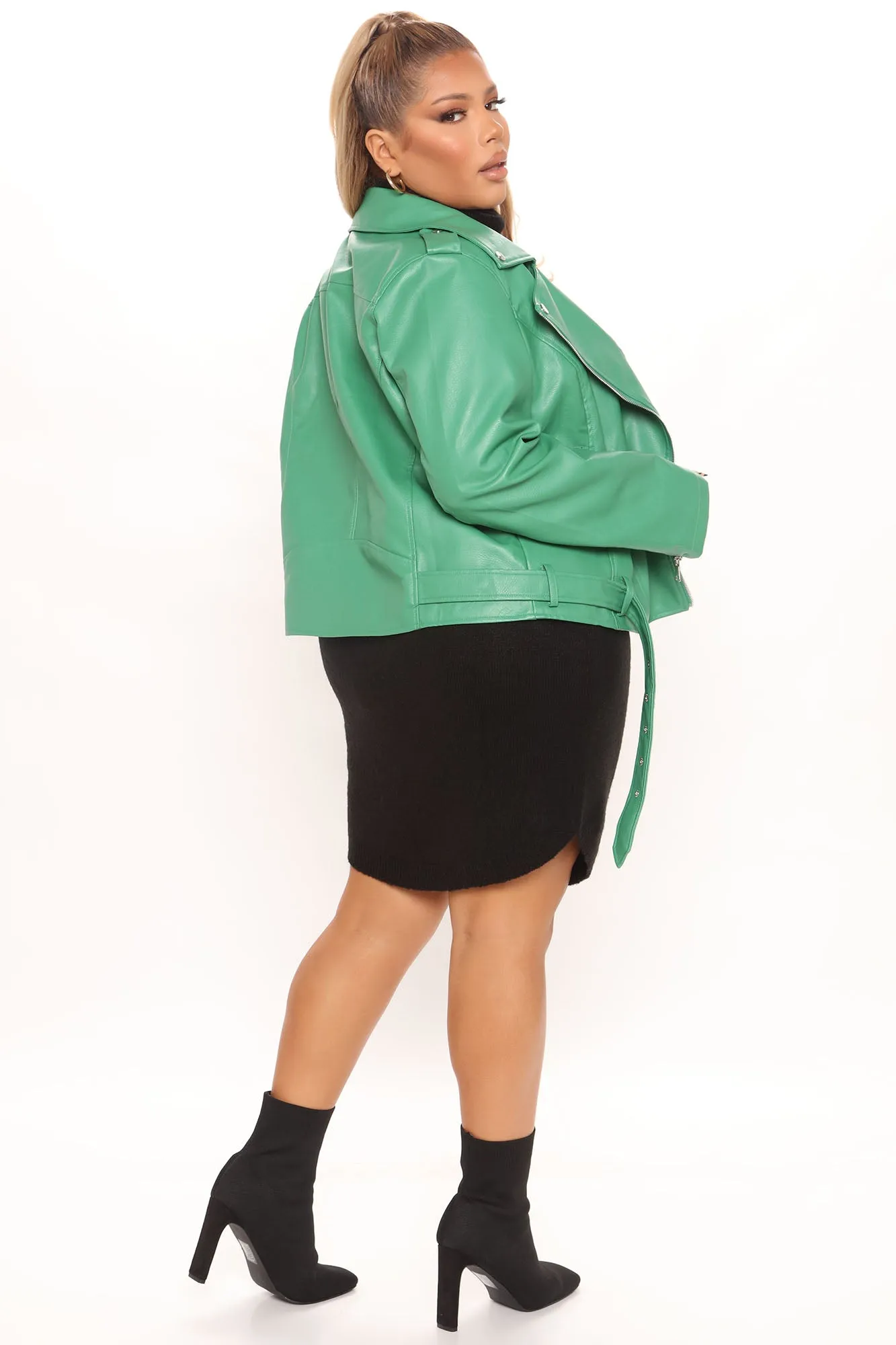 Araxie Vegan Leather Jacket - Kellygreen