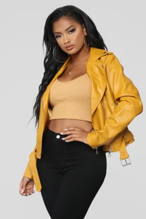 Araxie Vegan Leather Jacket - Mustard