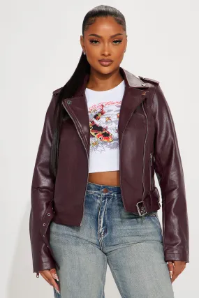 Araxie Vegan Leather Jacket - Wine