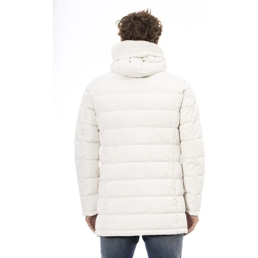 Baldinini Trend White Polyester Men's Hooded Jacket