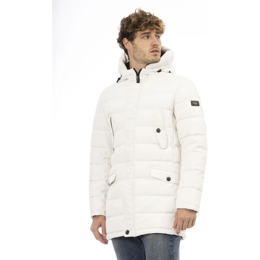 Baldinini Trend White Polyester Men's Hooded Jacket