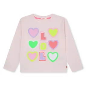 Billieblush Girls Pink L/S LOL Neon Heart Shirt