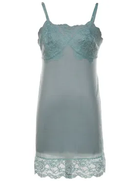 Blue Lace Trim Slip Dress - M