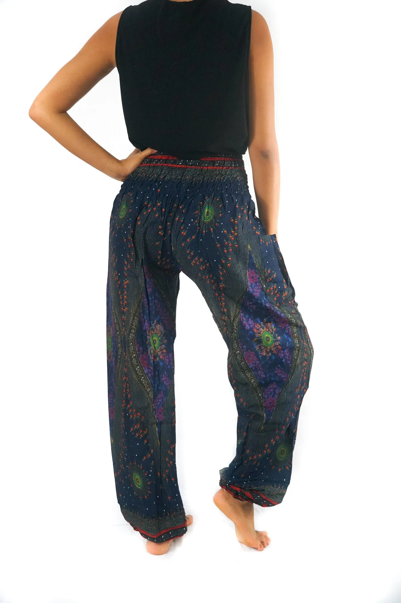 Blue PEACOCK Blue Boho Women Boho Pants Hippie