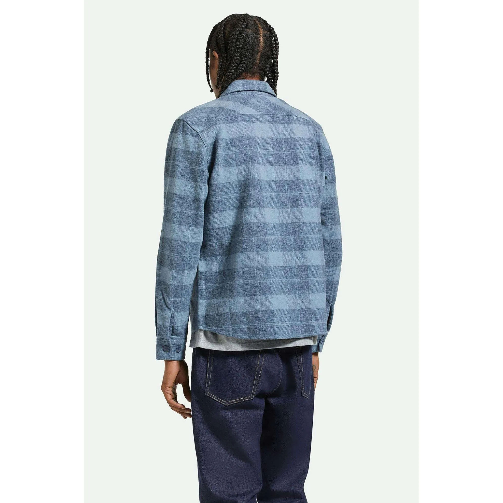 Brixton Bowery Men's Heavyweight Flannel in Mirage Blue