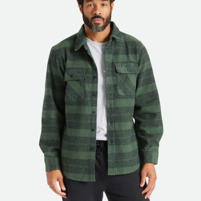 BRIXTON L/S BOWERY HEAVY WEIGHT FLANNEL FOREST GREEN