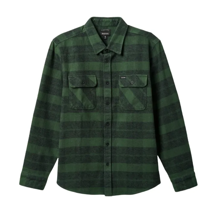 BRIXTON L/S BOWERY HEAVY WEIGHT FLANNEL FOREST GREEN