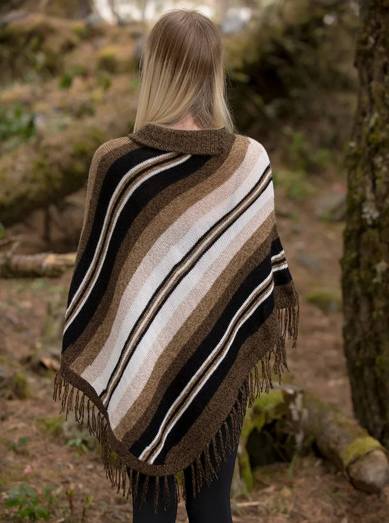 Brown Alpaca Poncho for Women