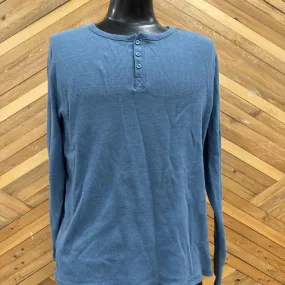 Buffalo David Bitton Long Sleeve Henley Shirt: Blue-men-LG