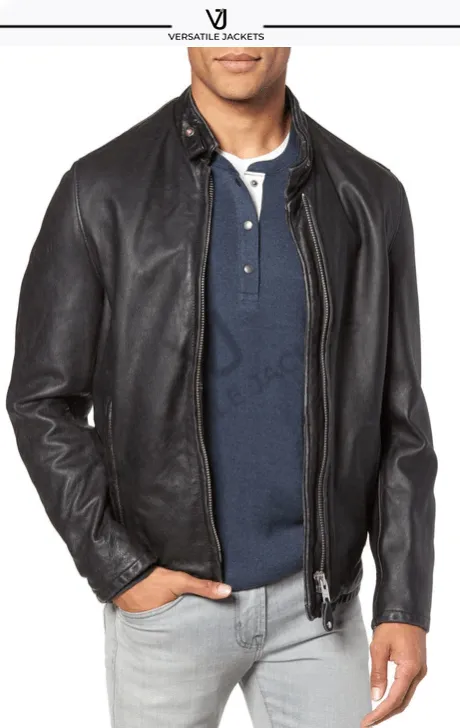 Café Racer Hand Vintaged Cowhide Leather Jacket