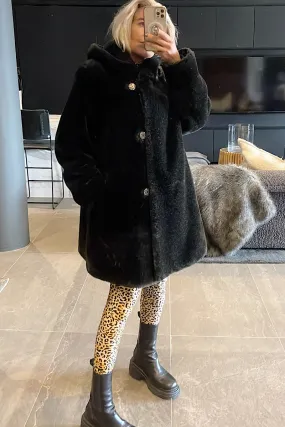 Canda Black Faux Fur Coat