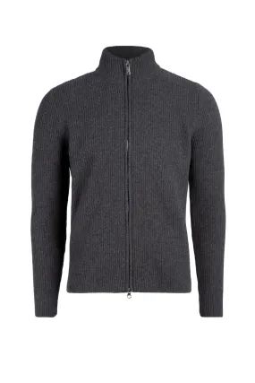 Cashmerino zip-up jacket, pearl-knit