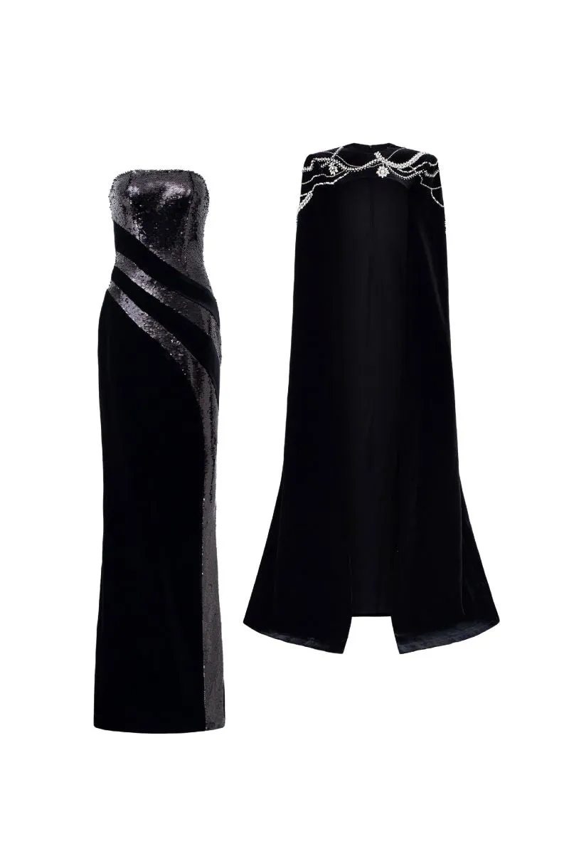 CHARLOTTE VELVET FLOW SEQUINS GOWN