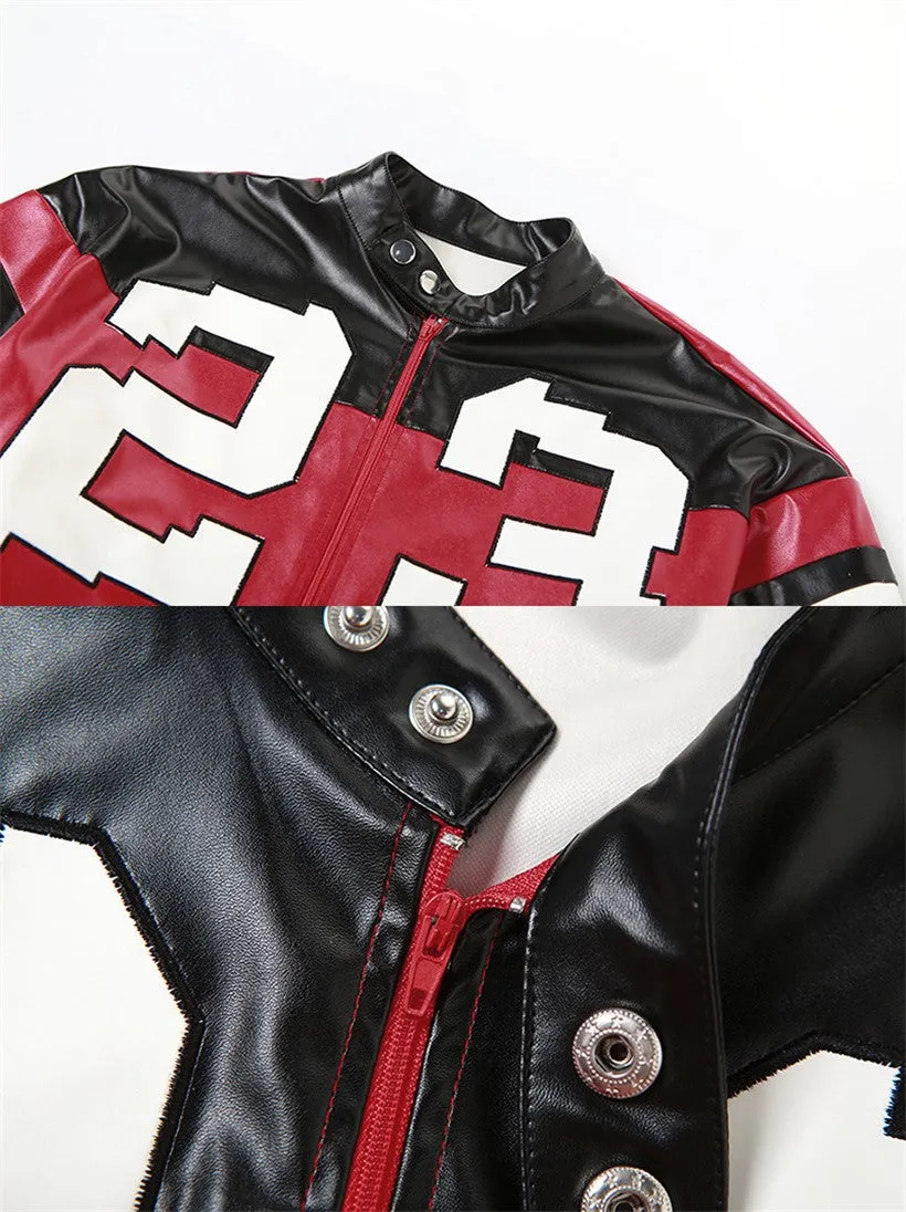 Cropped Leather Motor Jacket