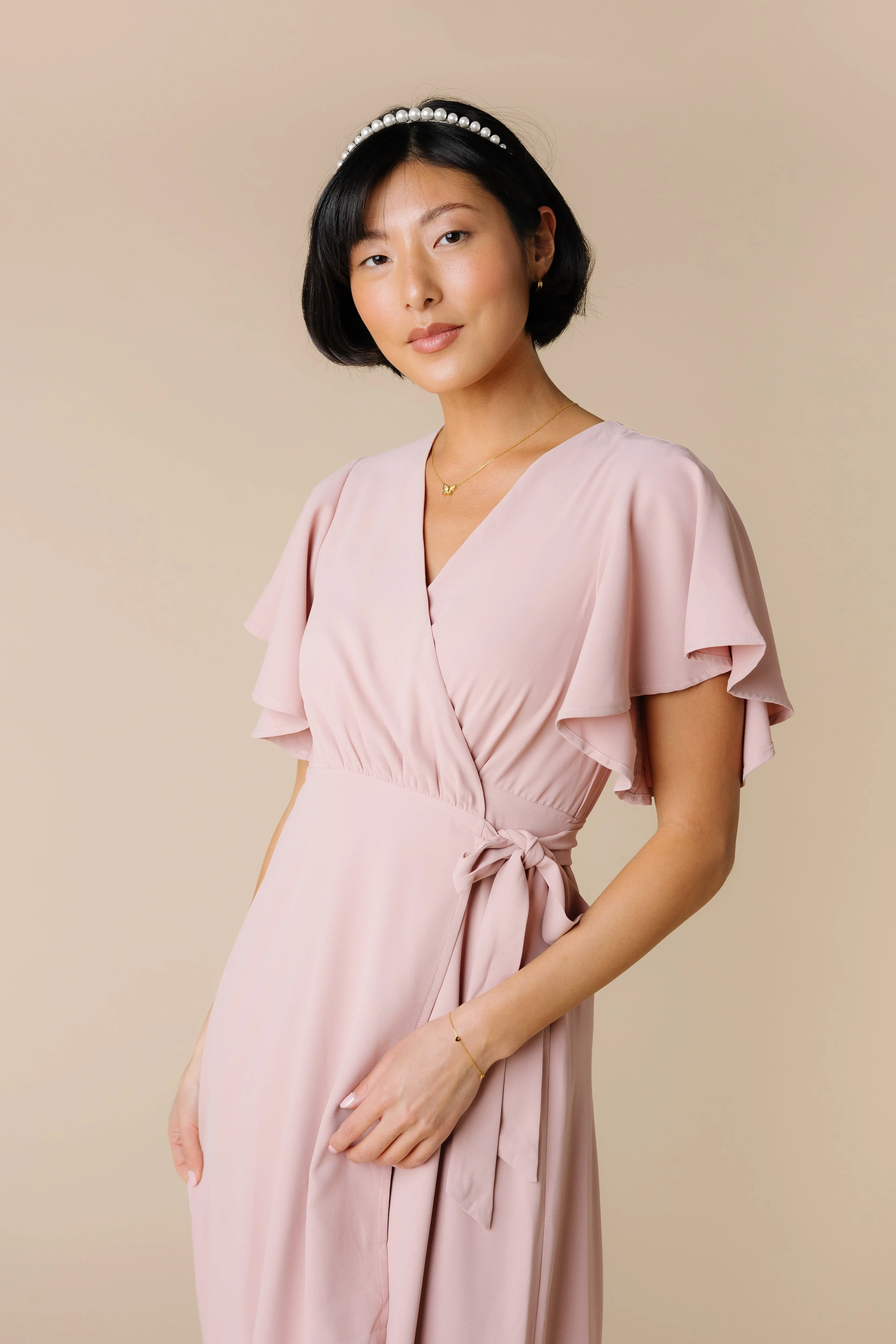 Daphne Tulip Wrap Dress - Dusty Pink