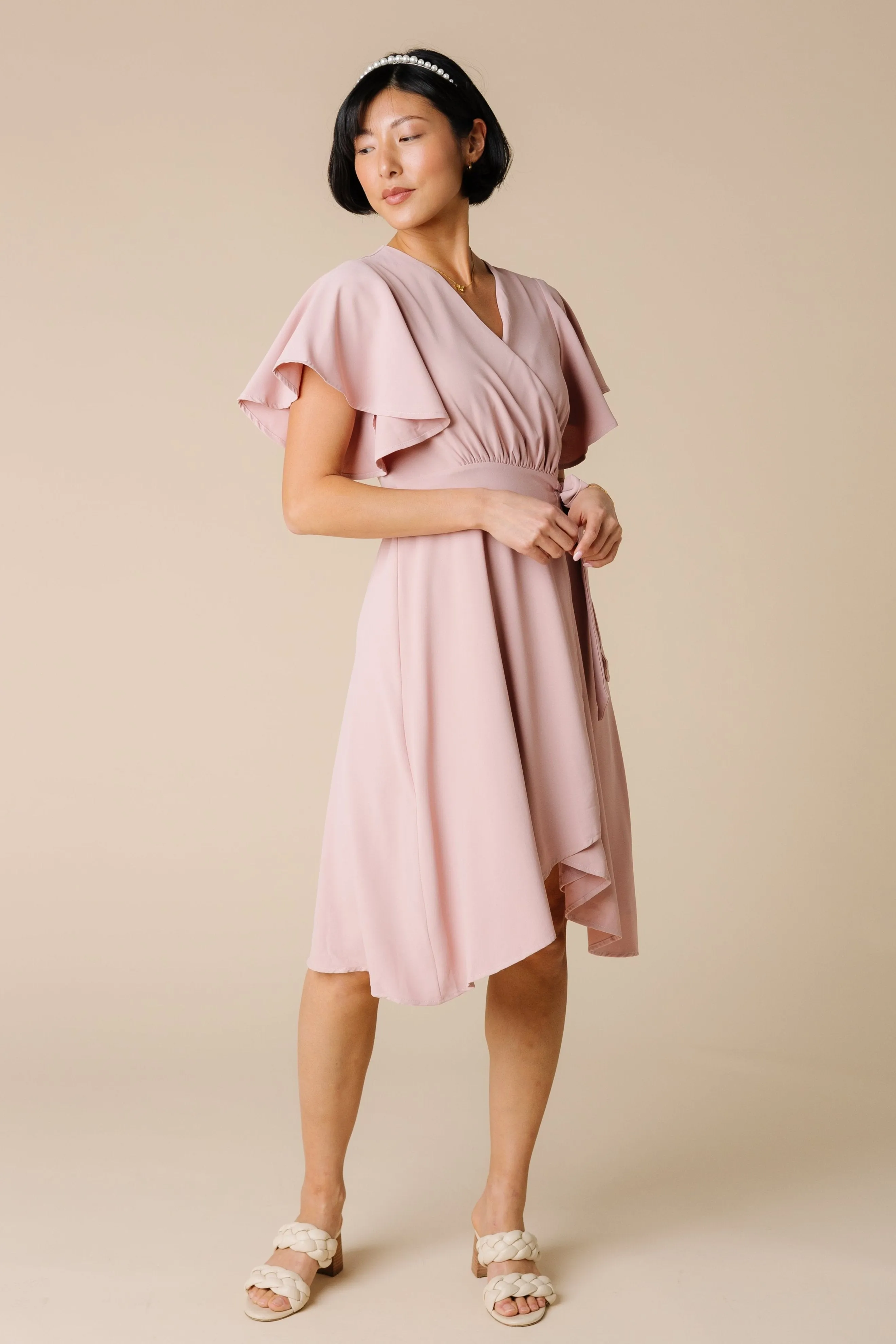 Daphne Tulip Wrap Dress - Dusty Pink