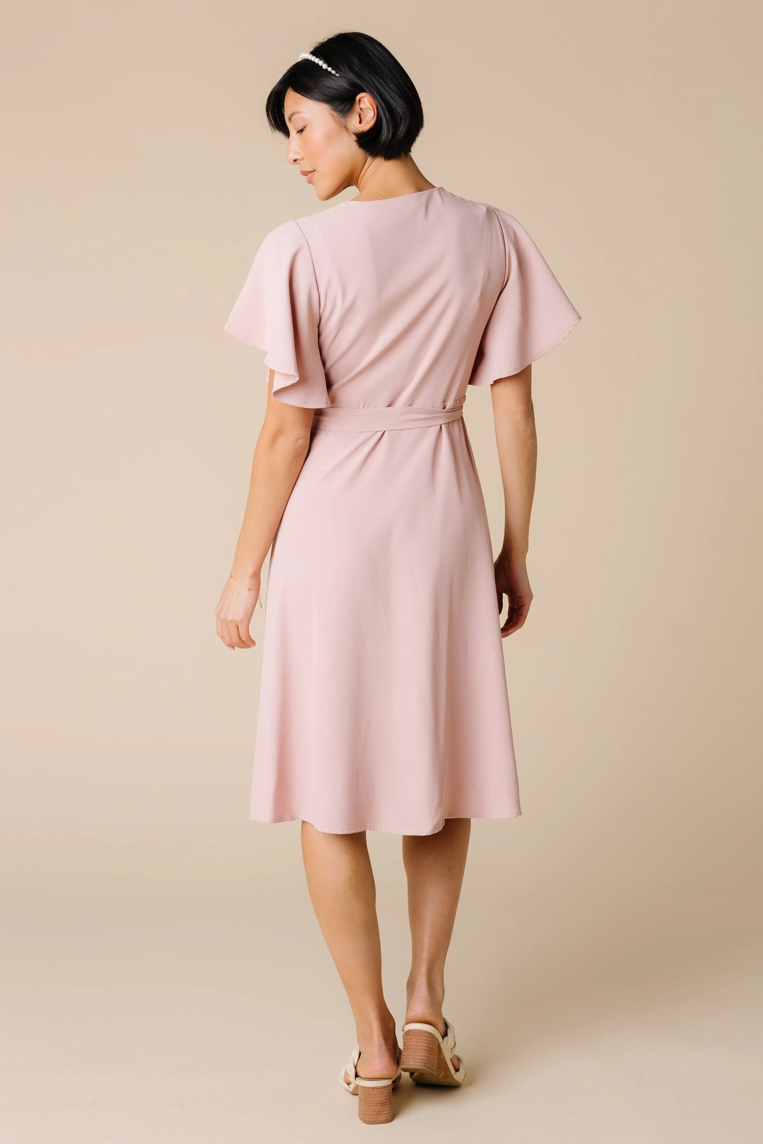 Daphne Tulip Wrap Dress - Dusty Pink