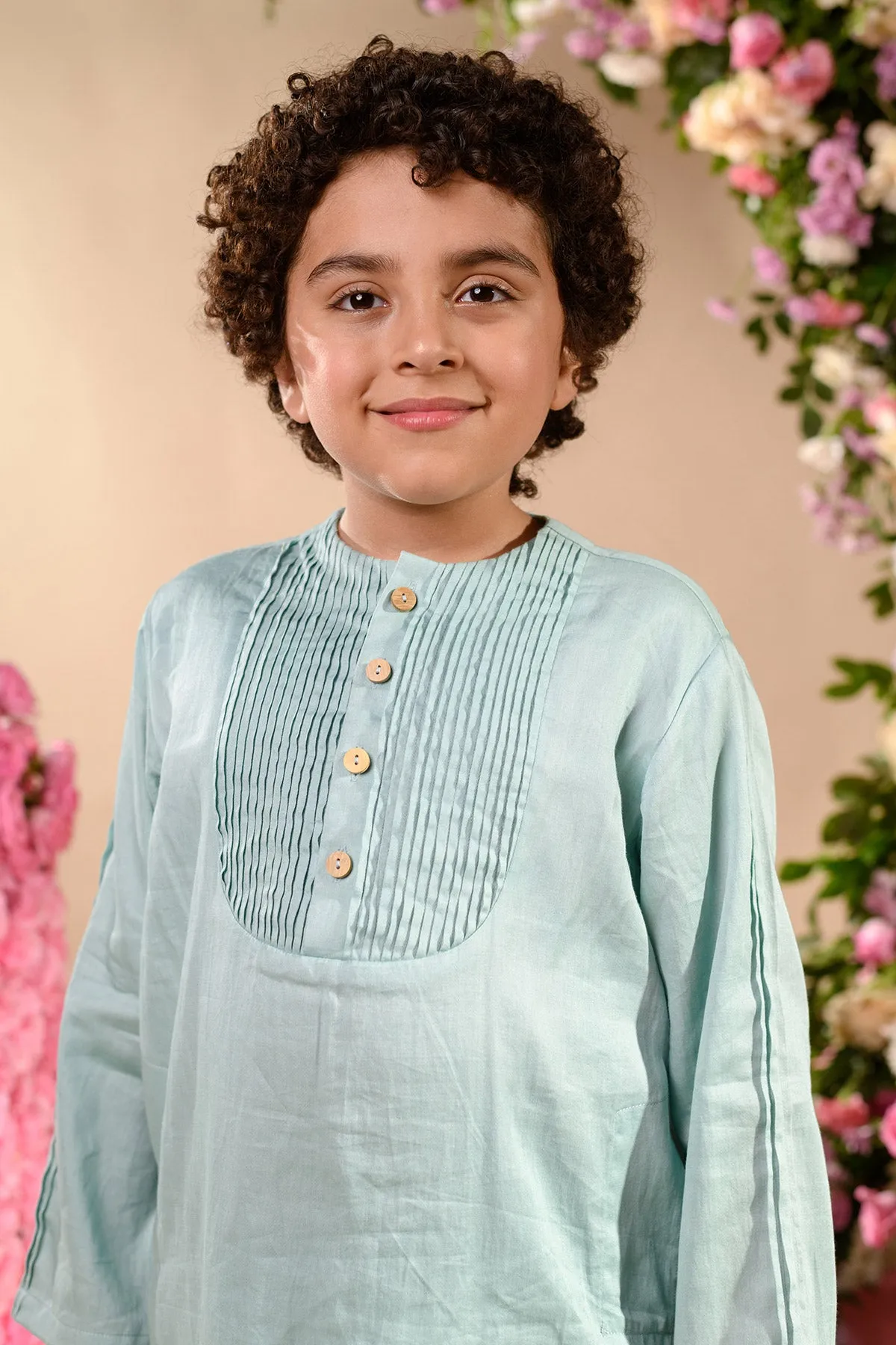 Dinaz -

 Embroidered 

Blue Nehru Jacket Paired With Matching Kurta & Trouser Set