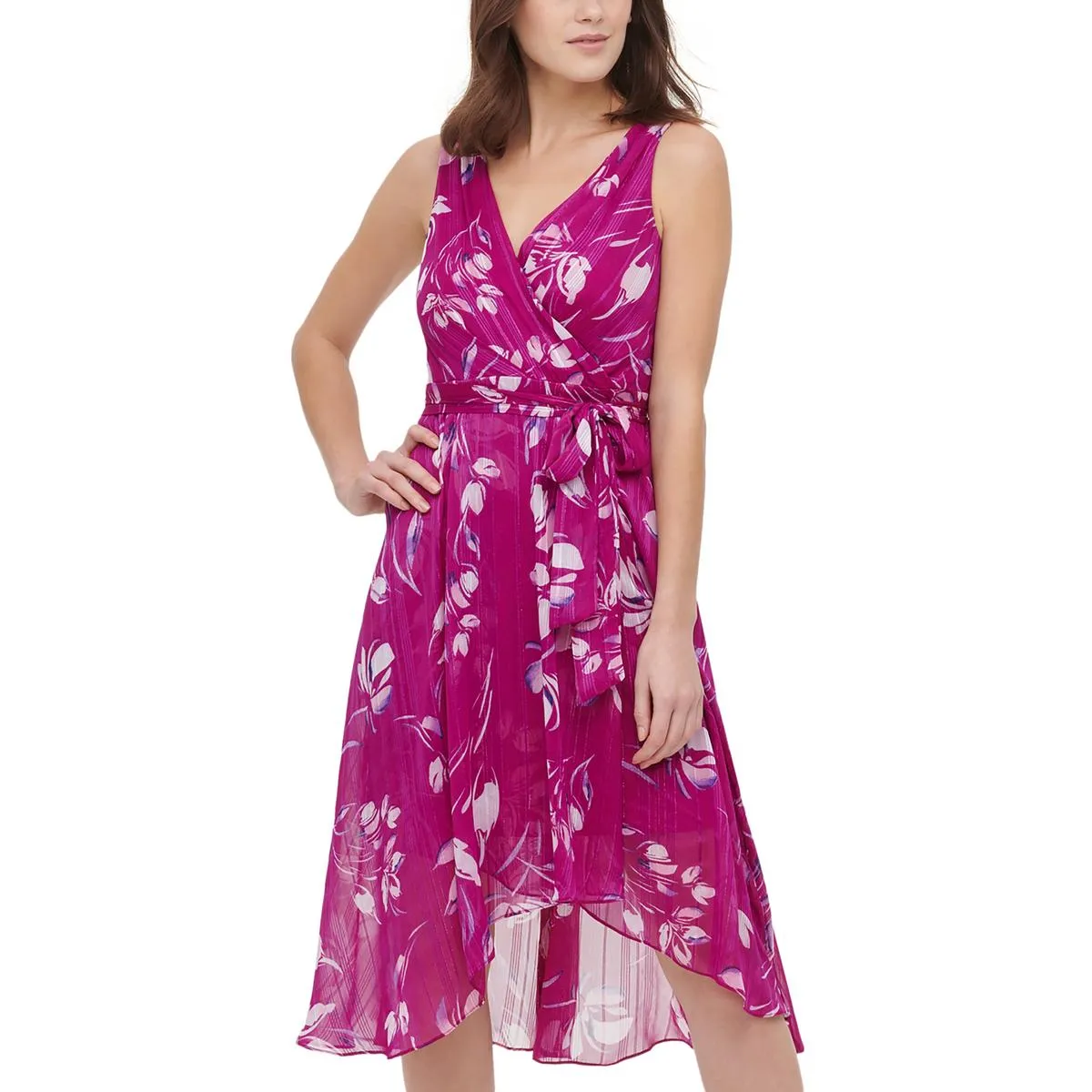 DKNY Womens Chiffon Wrap Dress