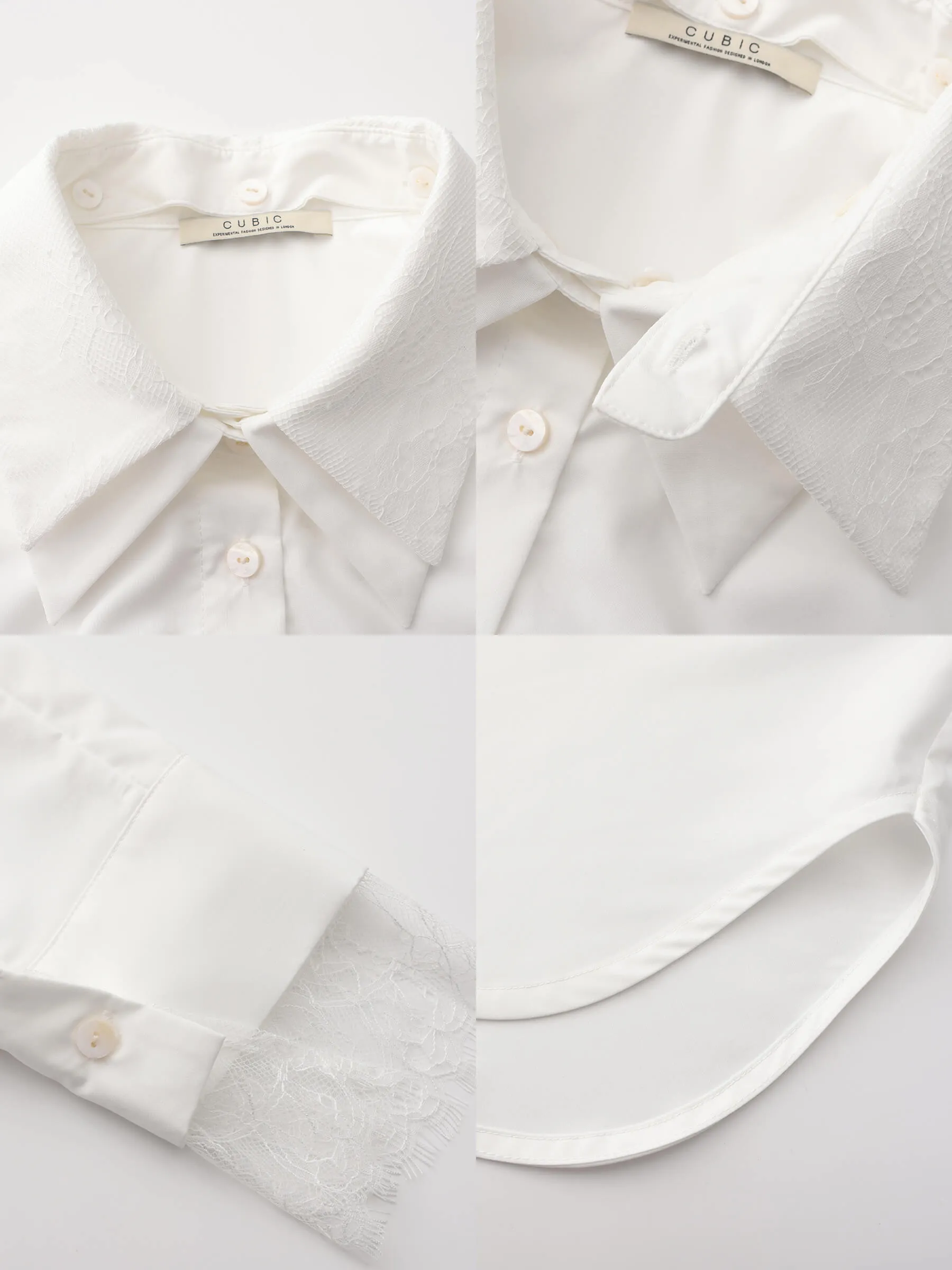 Double Wing Collar Shirt with Detachable Lace Collar