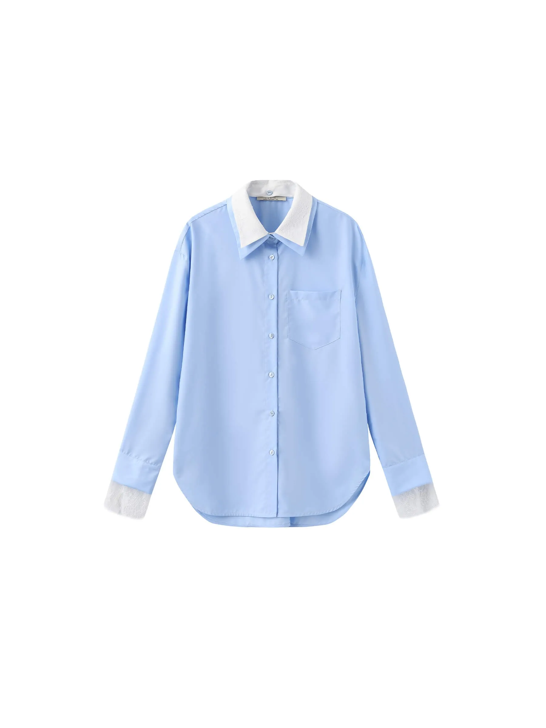 Double Wing Collar Shirt with Detachable Lace Collar