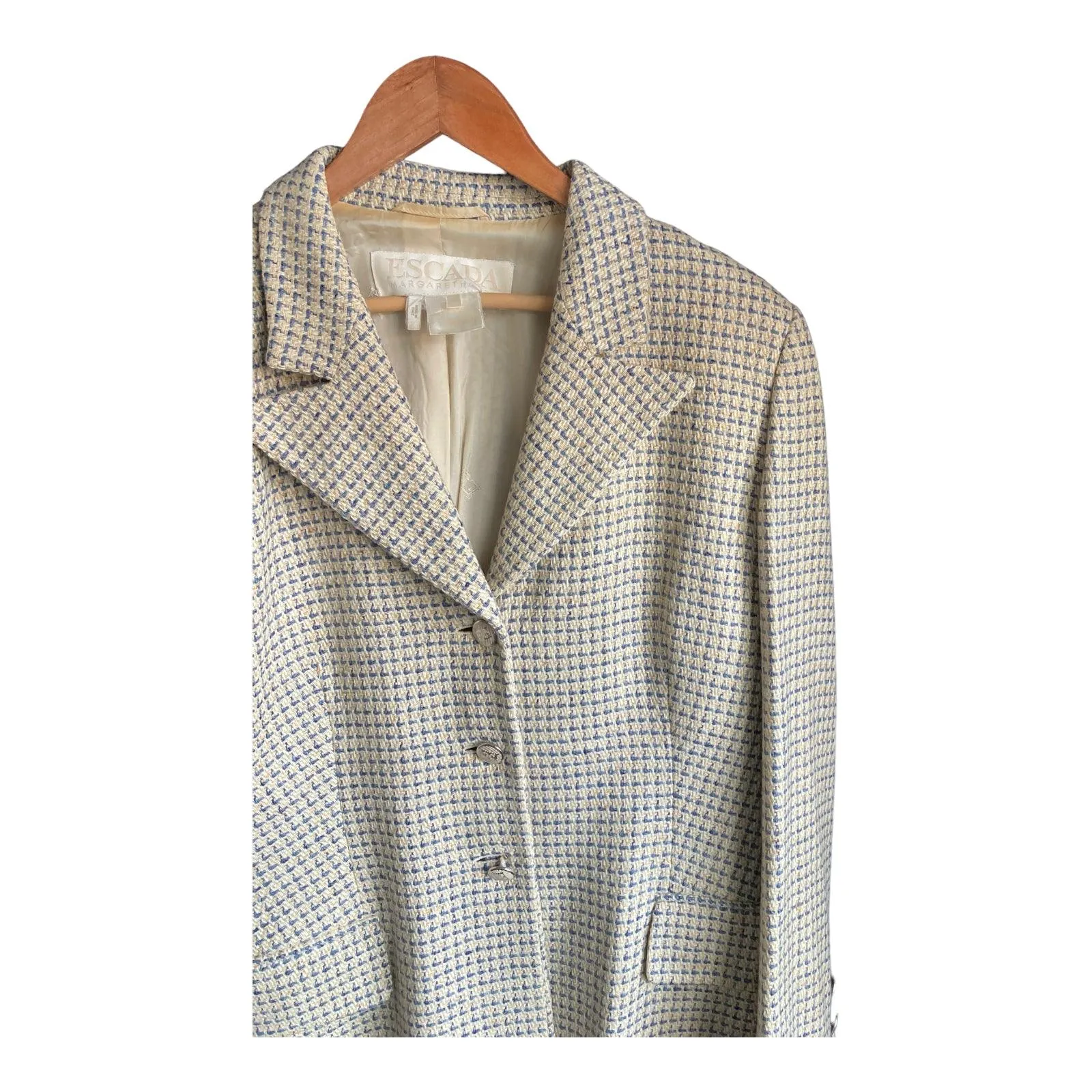 Escada Cashmere Cream & Grey Long Sleeved Jacket UK Size 14