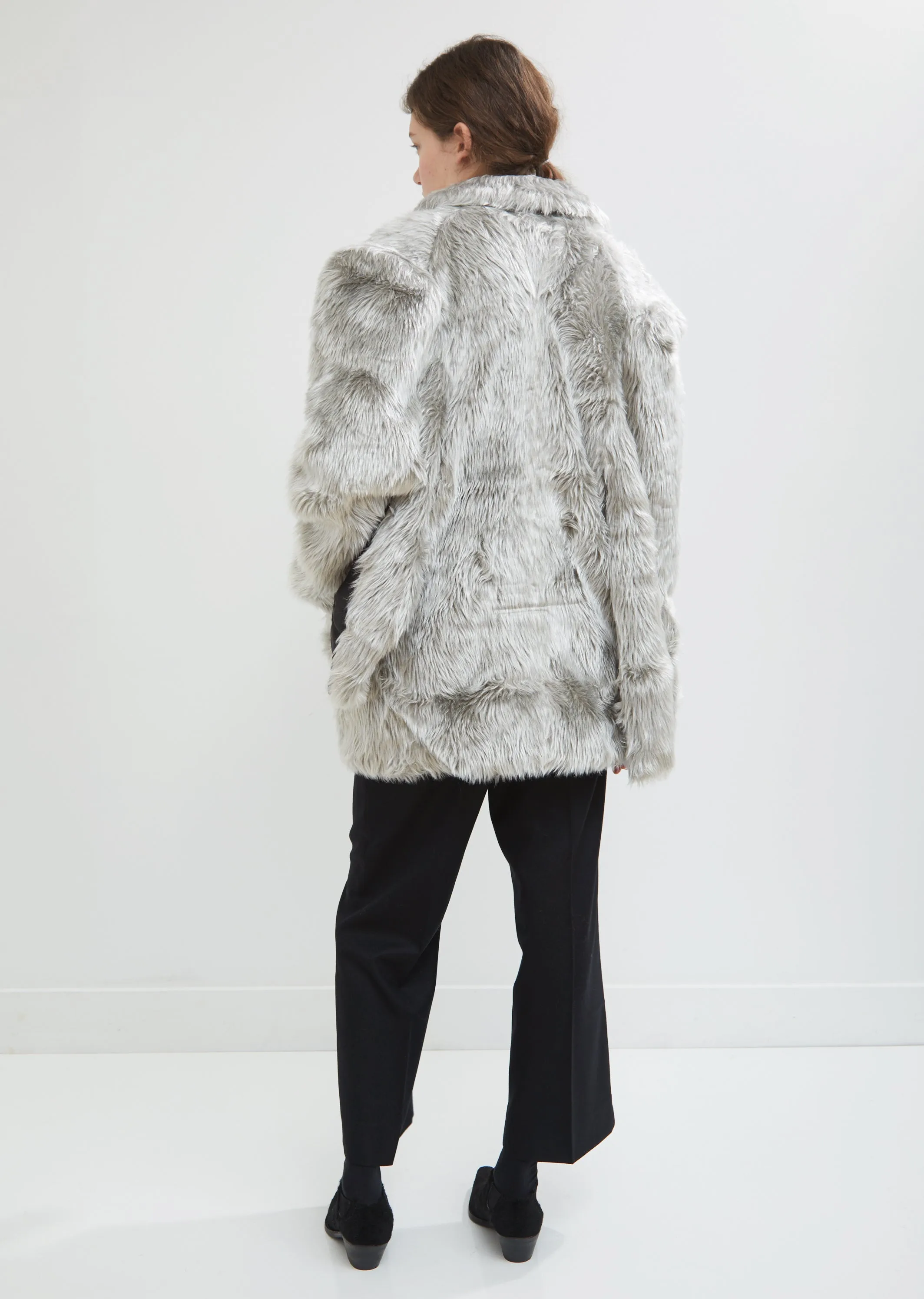 Faux Fur Cape Sleeve Coat