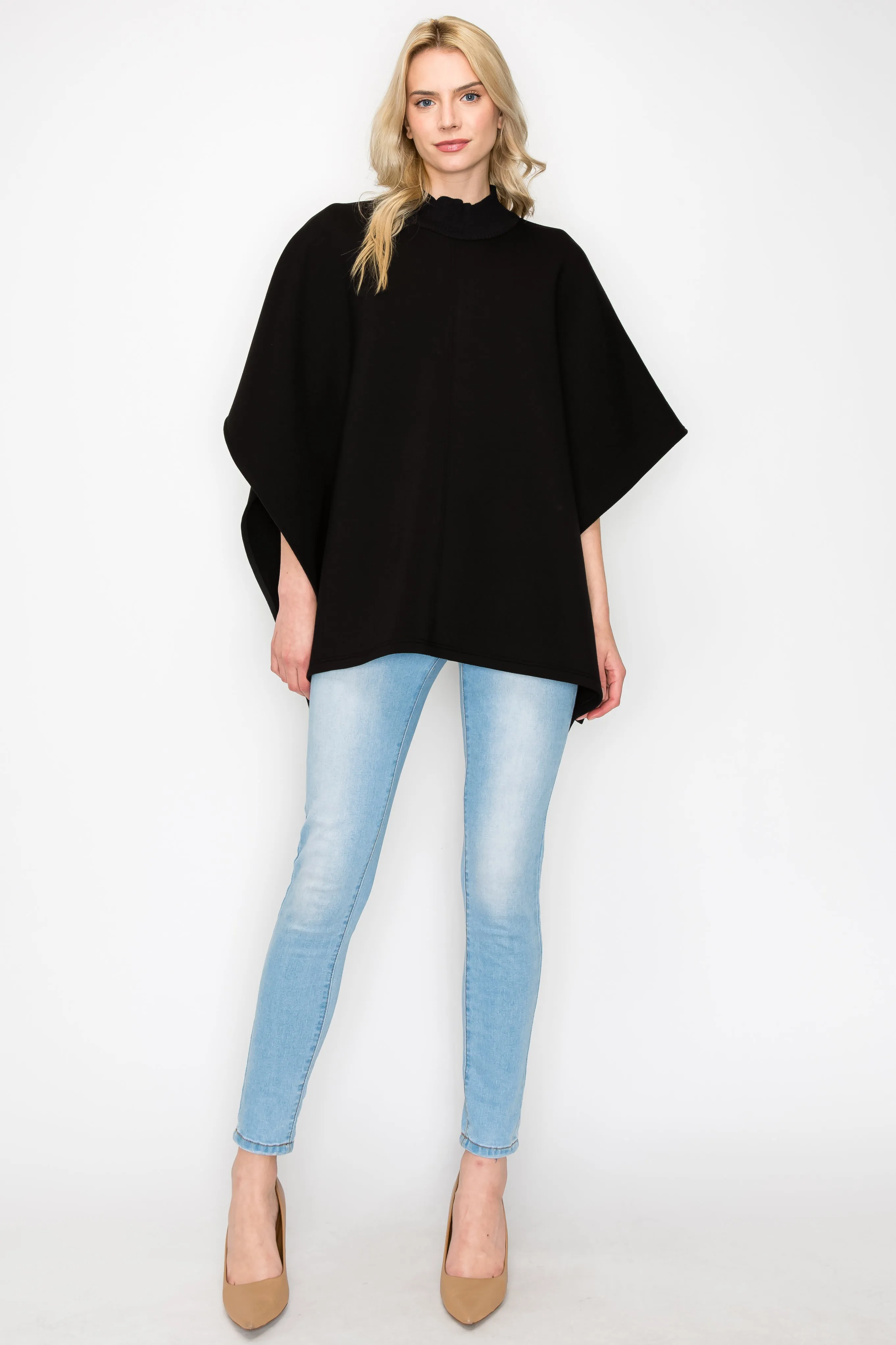 Fergie Poncho with Stretch Ribbed Neck