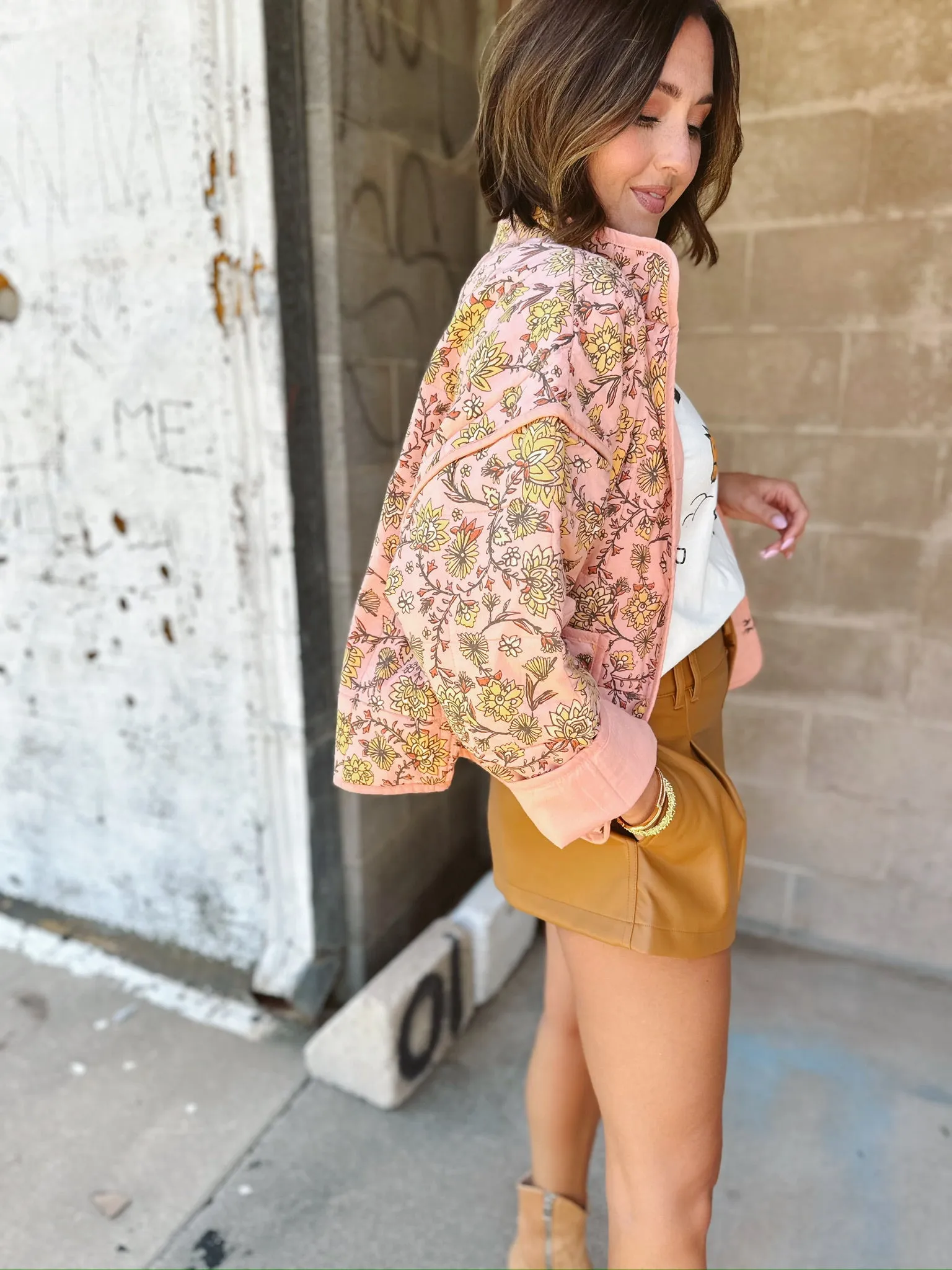 Free People Chloe Jacket | Peach Combo