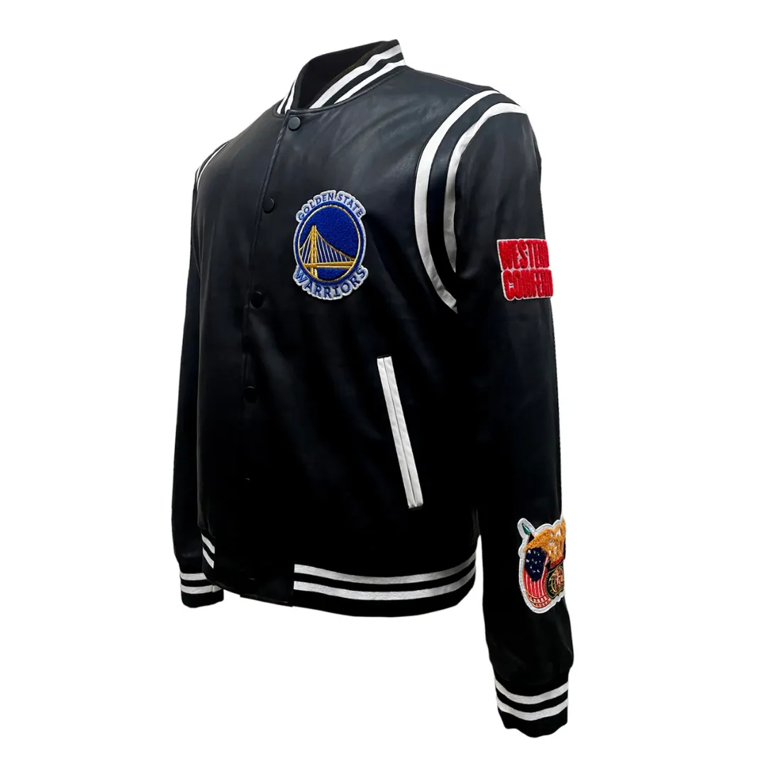 GOLDEN STATE WARRIORS VEGAN LEATHER JACKET Black / White