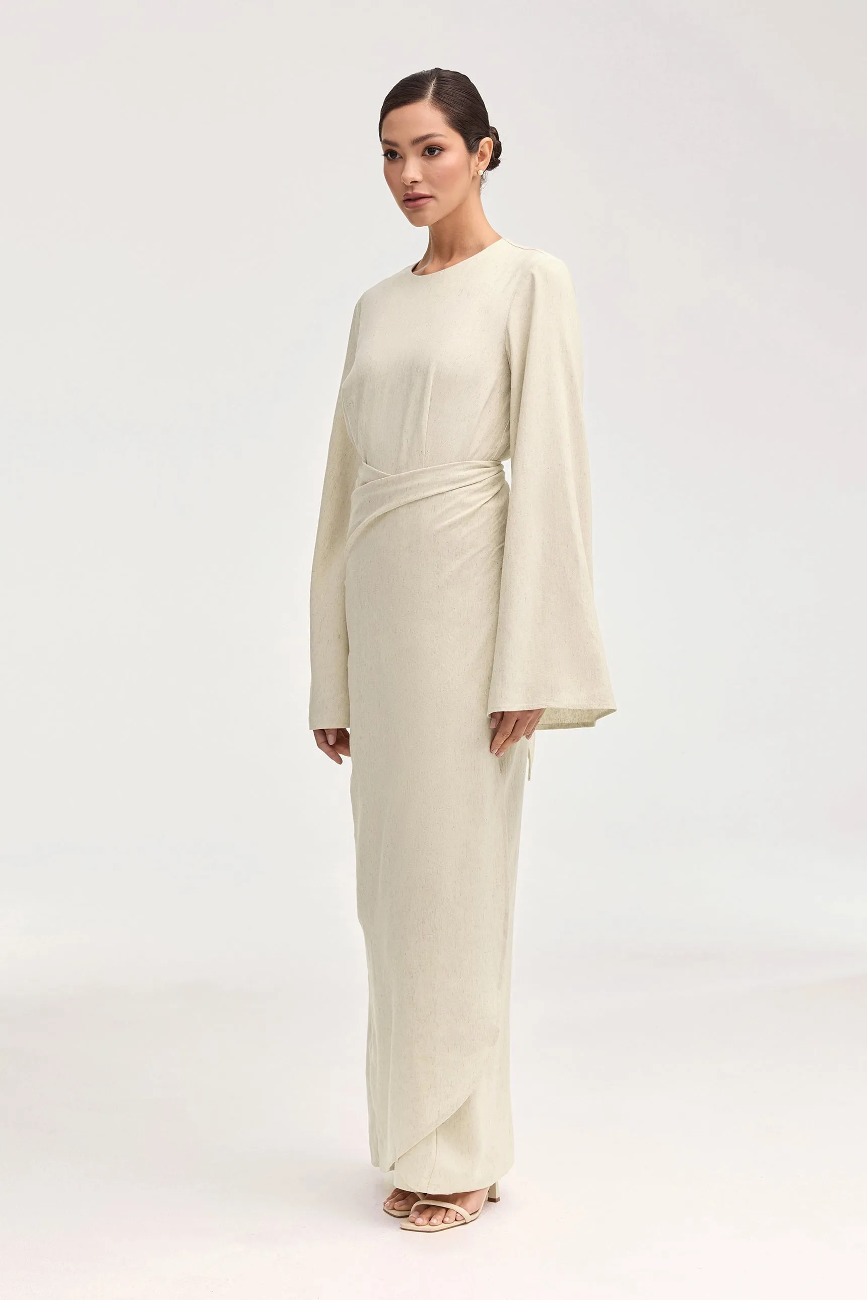 Hanadi Wrap Maxi Dress - Beige