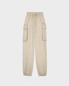 High Waist Wide Balloon Fit Cargo Pant In Off-white