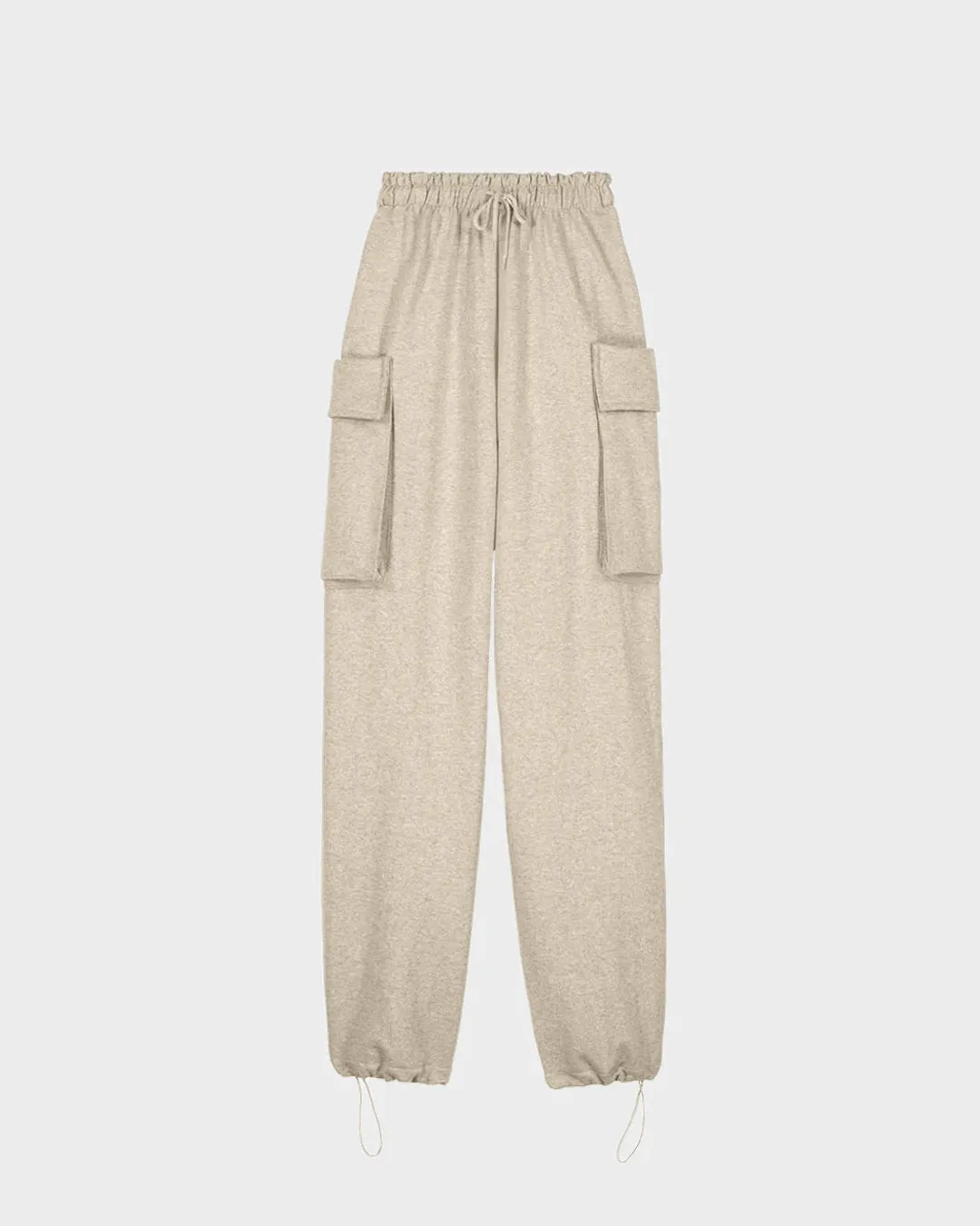 High Waist Wide Balloon Fit Cargo Pant In Off-white