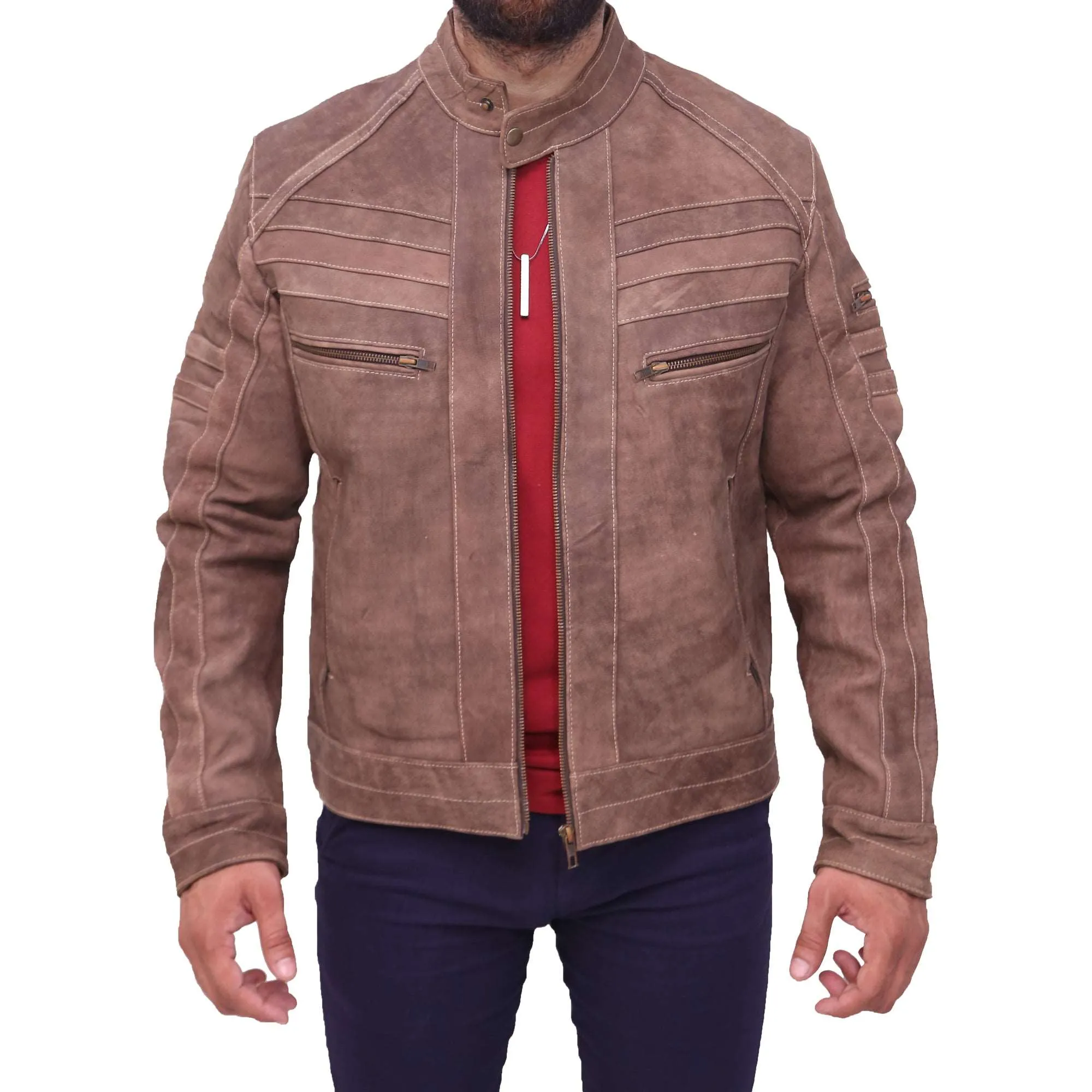 J7- Brown Men's Real Leather jacket