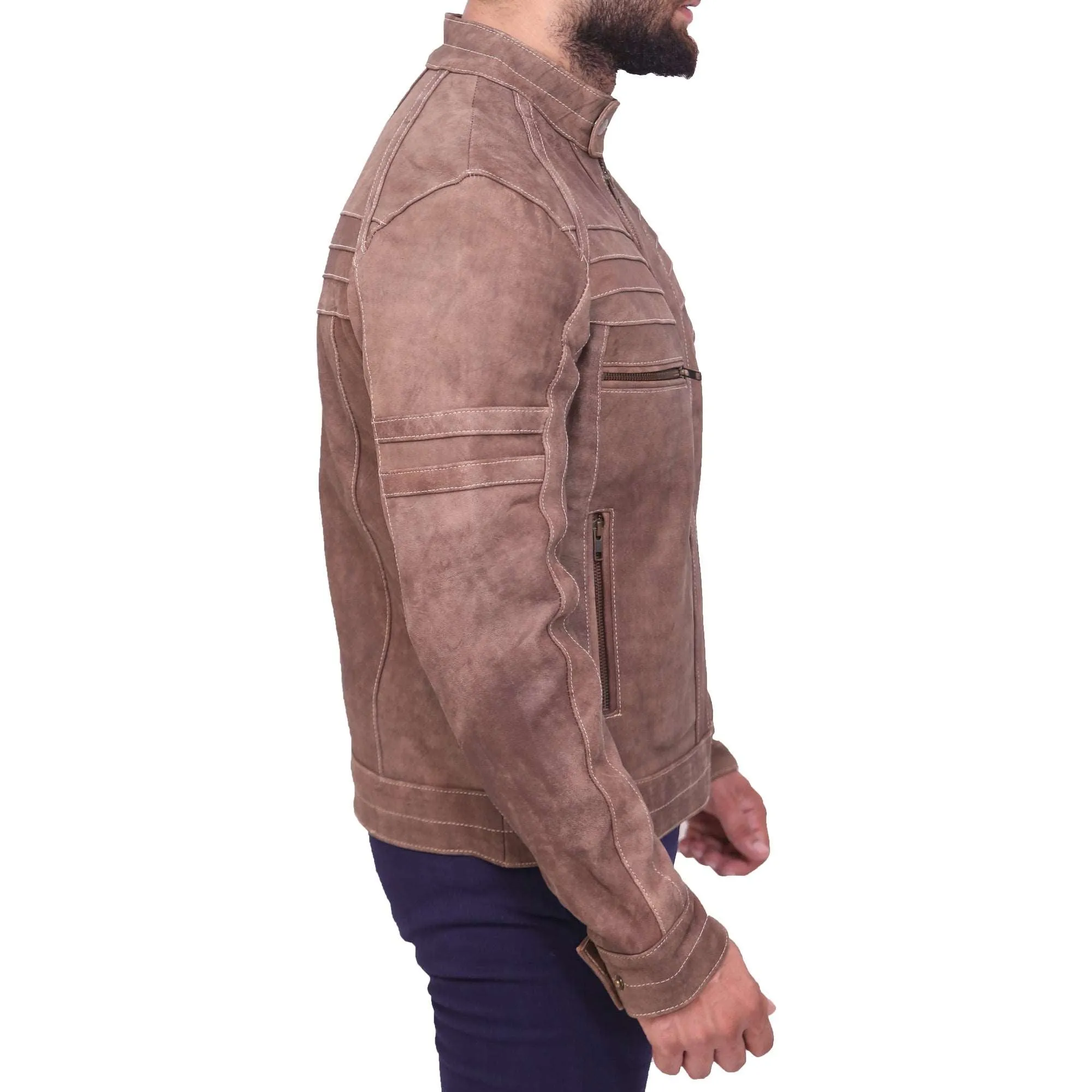 J7- Brown Men's Real Leather jacket