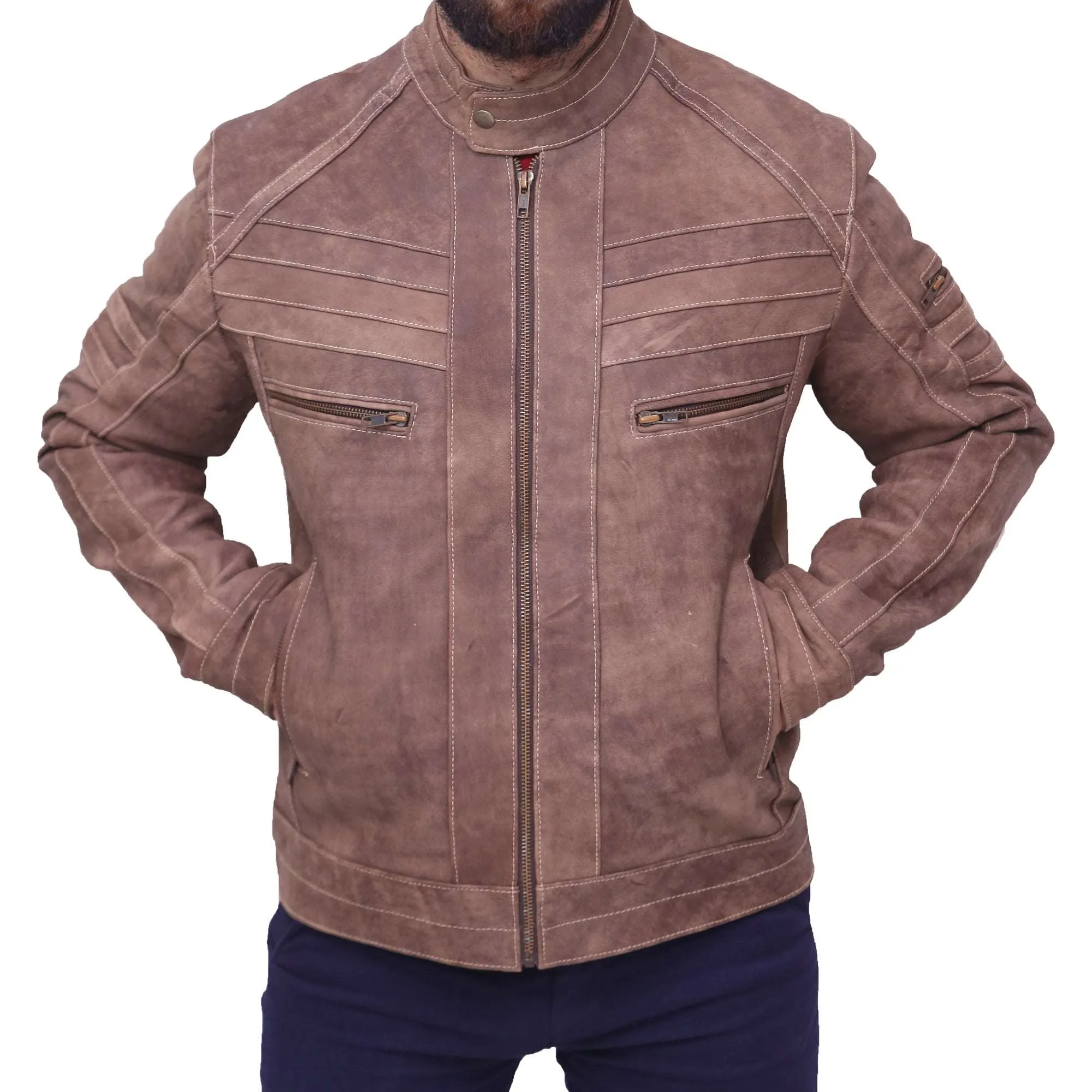 J7- Brown Men's Real Leather jacket