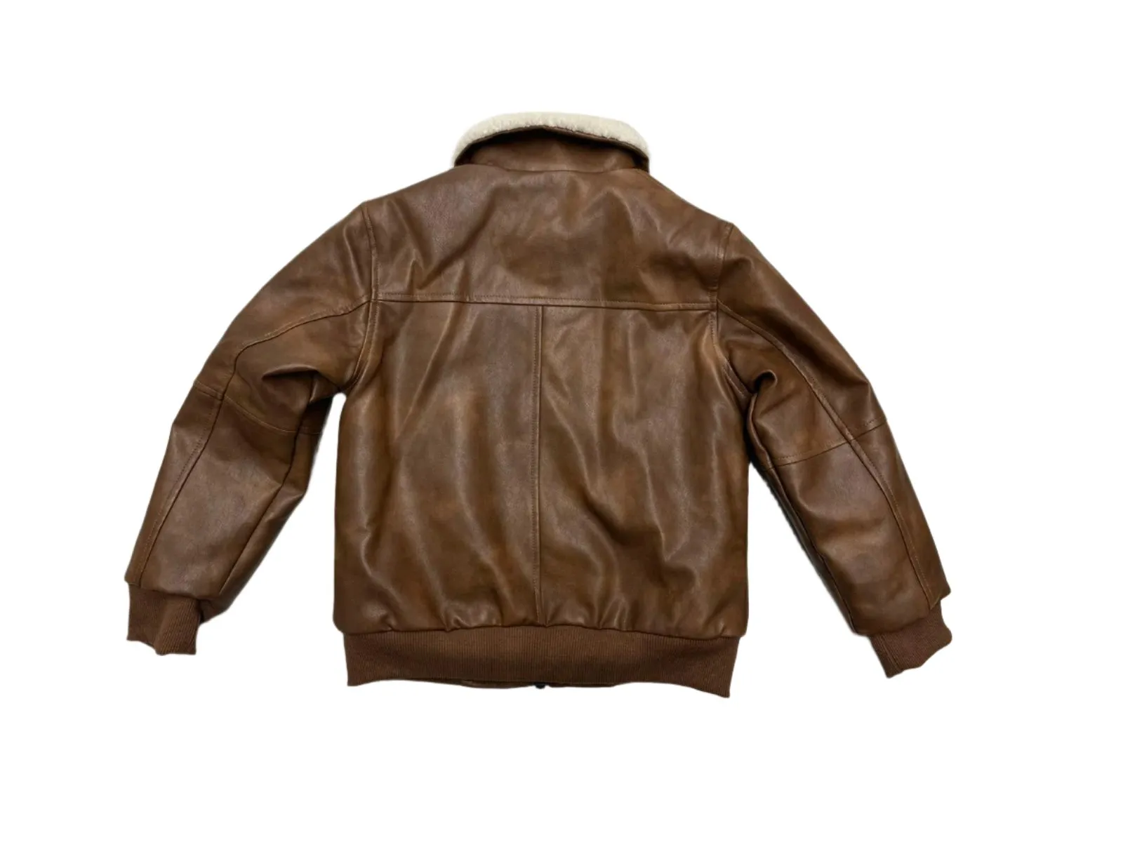 jacket leather sherpa lined - brown