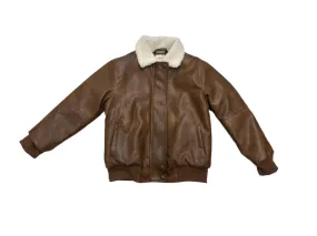 jacket leather sherpa lined - brown