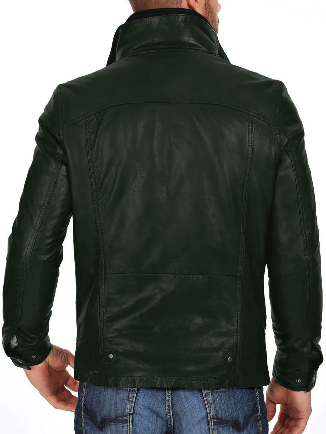 Leather Jackets Hub Mens Genuine Lambskin Leather Jacket (Black, Classic Jacket) - 1501105