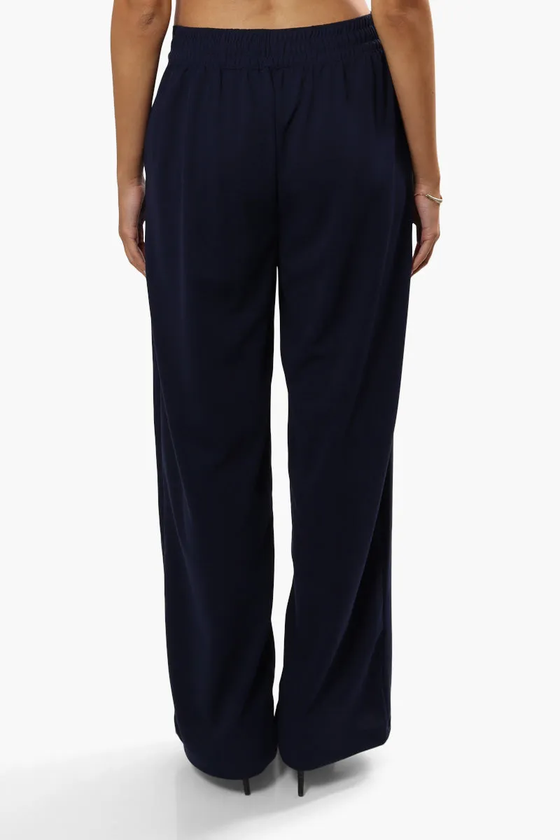 Limite Solid Wide Leg Pants - Navy