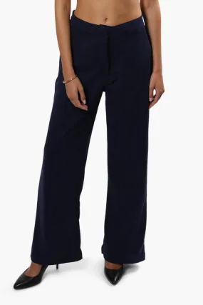 Limite Solid Wide Leg Pants - Navy