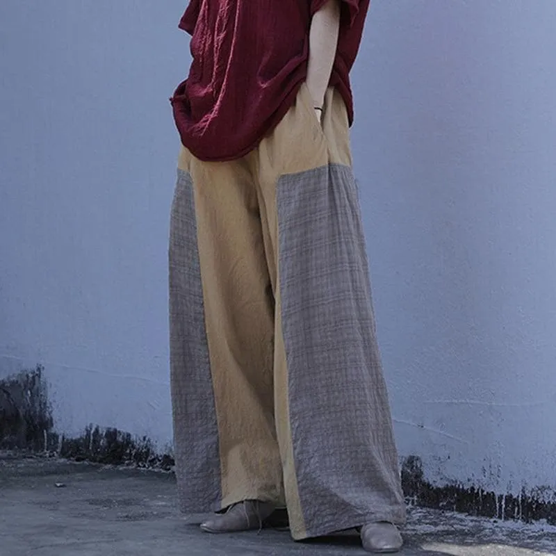 Loose Patchwork Cotton Linen Pants | Lotus